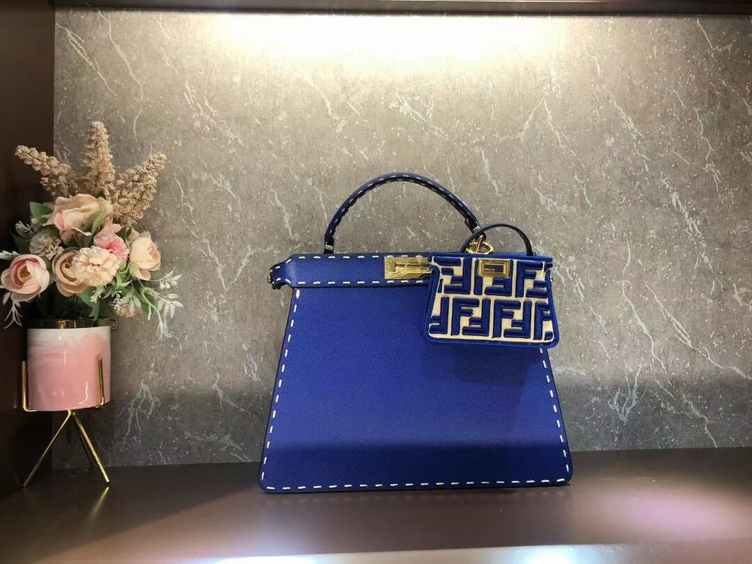 Fendi Peekaboo ISeeU MEDIUM leather bag F8637 blue