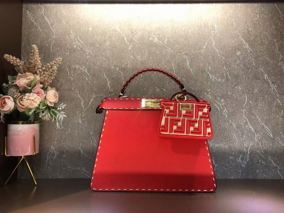 Fendi Peekaboo ISeeU MEDIUM leather bag F8637 red