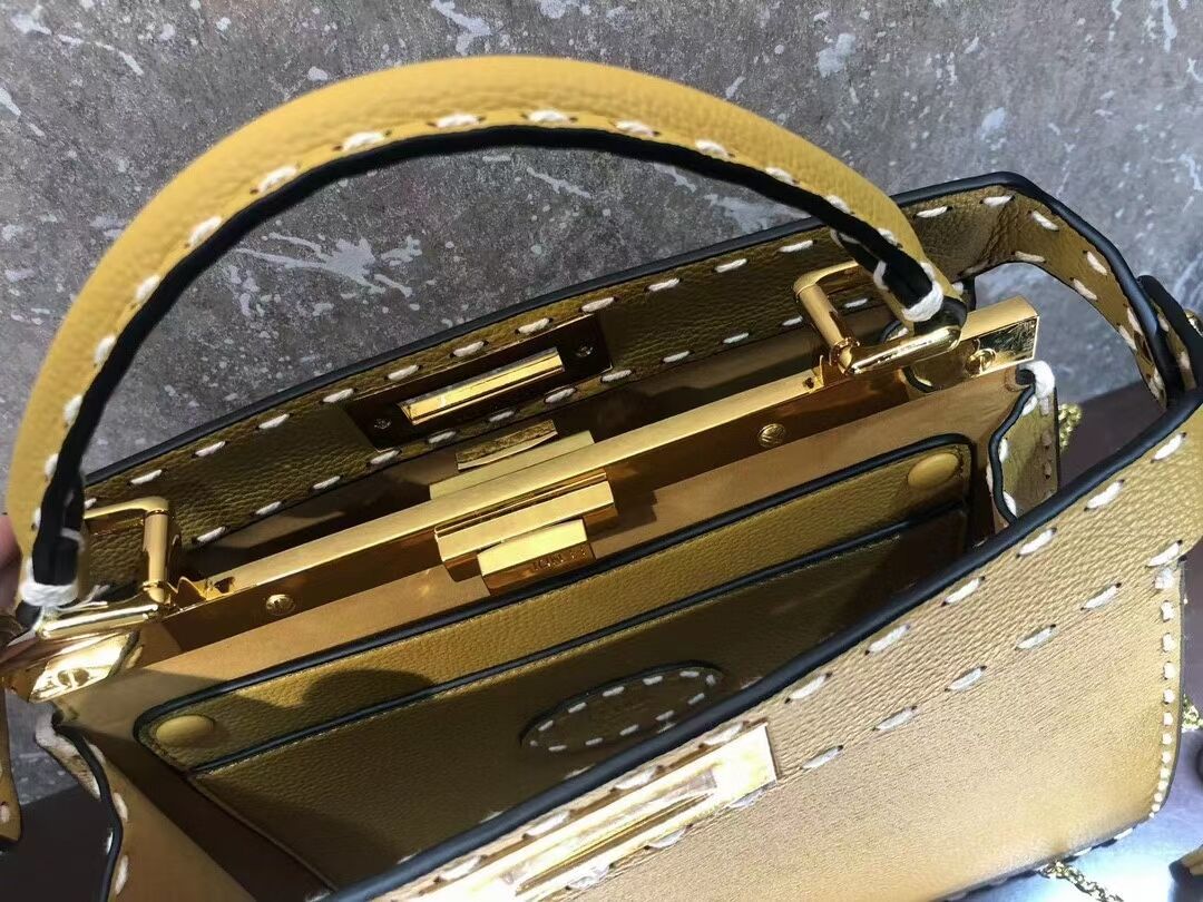 Fendi Peekaboo ISeeU MEDIUM leather bag F8637 yellow