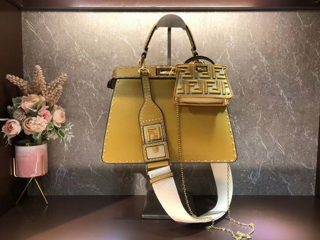 Fendi Peekaboo ISeeU MEDIUM leather bag F8637 yellow