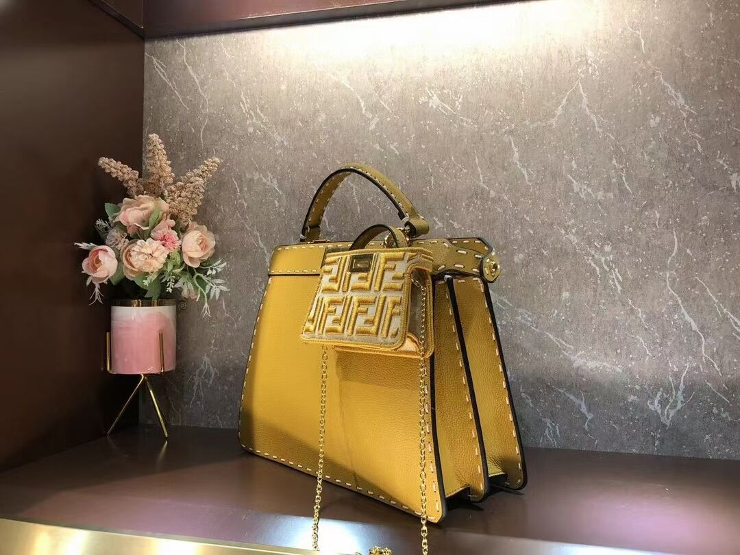 Fendi Peekaboo ISeeU MEDIUM leather bag F8637 yellow