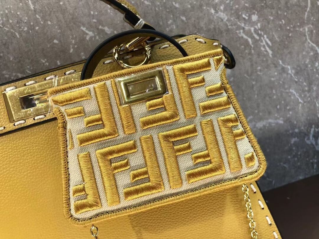 Fendi Peekaboo ISeeU MEDIUM leather bag F8637 yellow