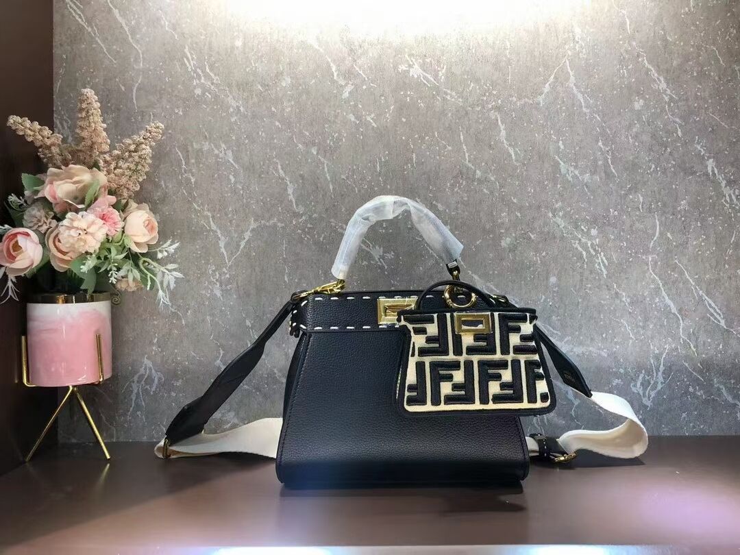 Fendi Peekaboo ISeeU Small leather bag F8636 BLACK