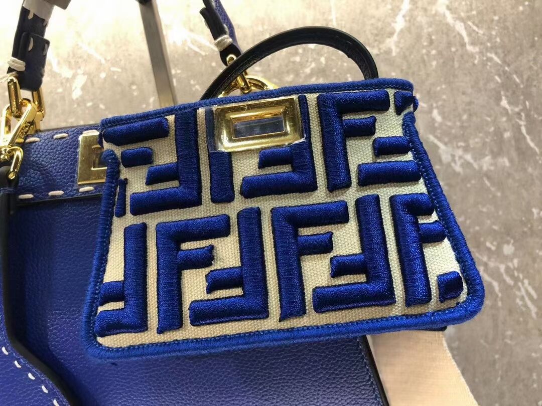 Fendi Peekaboo ISeeU Small leather bag F8636 blue