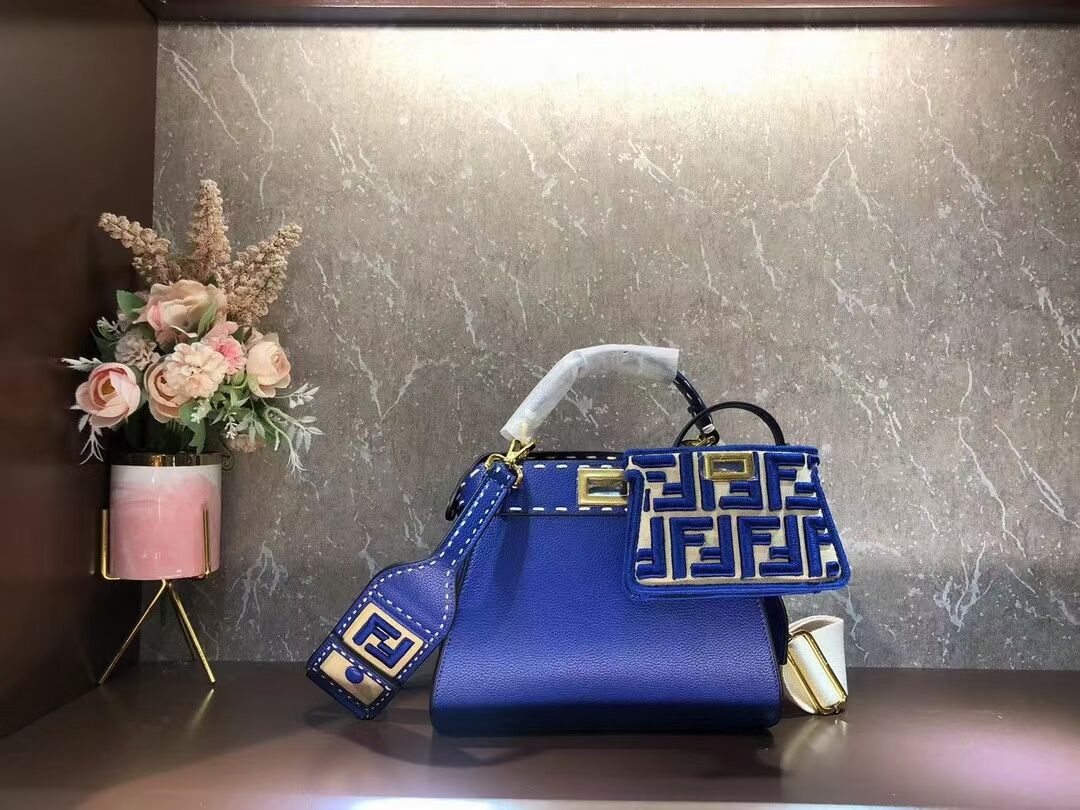 Fendi Peekaboo ISeeU Small leather bag F8636 blue