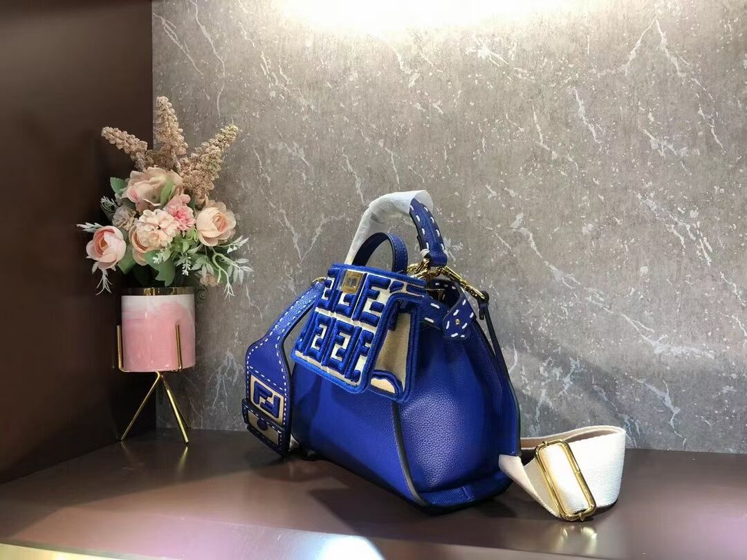 Fendi Peekaboo ISeeU Small leather bag F8636 blue