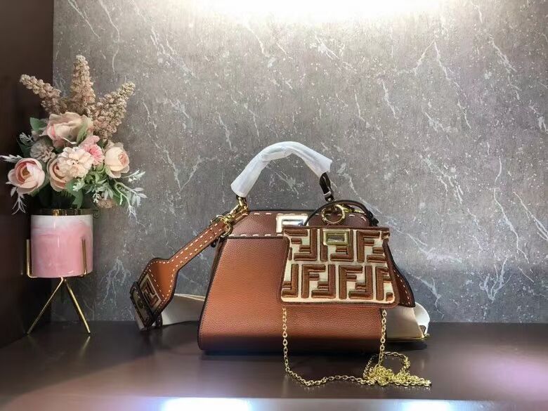 Fendi Peekaboo ISeeU Small leather bag F8636 brown