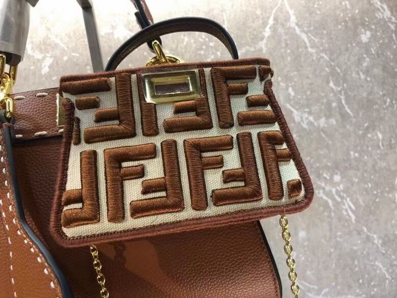 Fendi Peekaboo ISeeU Small leather bag F8636 brown