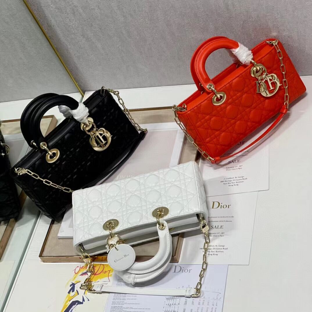 MEDIUM LADY DIOR BAG Cannage Lambskin C2820 red orange