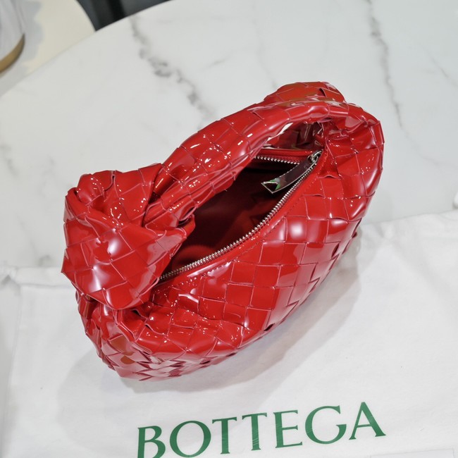 Bottega Veneta Mini intrecciato patent leather top handle bag JODIE 651876V red