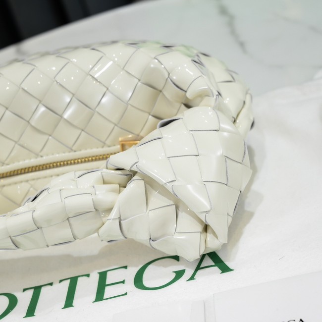 Bottega Veneta Mini intrecciato patent leather top handle bag JODIE 651876V WHITE