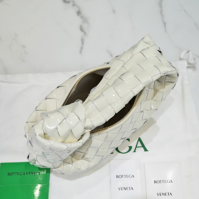Bottega Veneta Mini intrecciato patent leather top handle bag JODIE 651876V WHITE