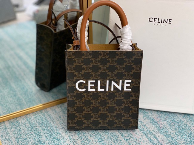 Celine MINI CABAS VERTICAL IN TRIOMPHE CANVAS 194372 black