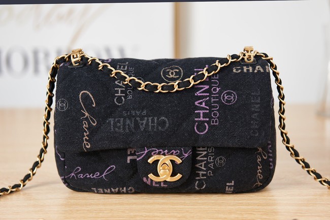 Chanel Flap denim Shoulder Bag AS3134 black