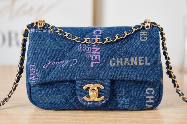 Chanel Flap denim Shoulder Bag AS3134 blue