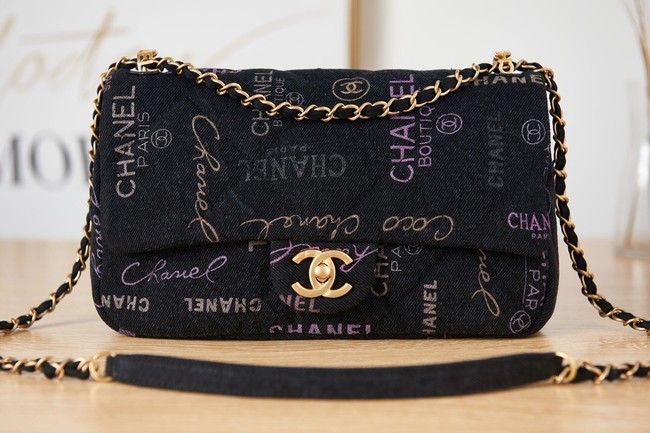 Chanel Flap denim Shoulder Bag AS3135 black
