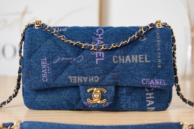 Chanel Flap denim Shoulder Bag AS3135 blue