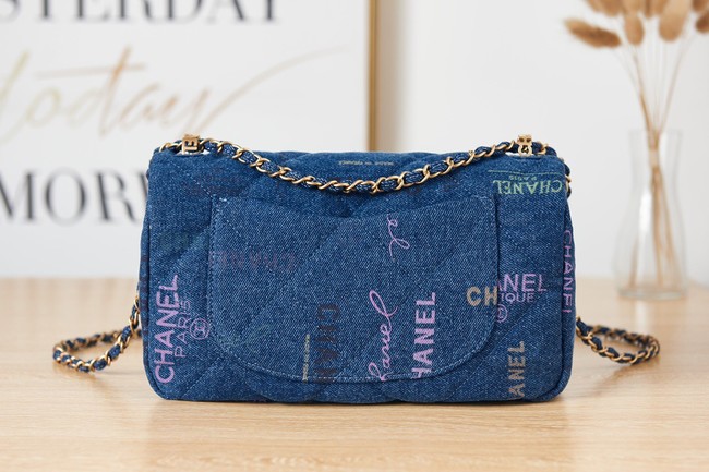 Chanel Flap denim Shoulder Bag AS3135 blue