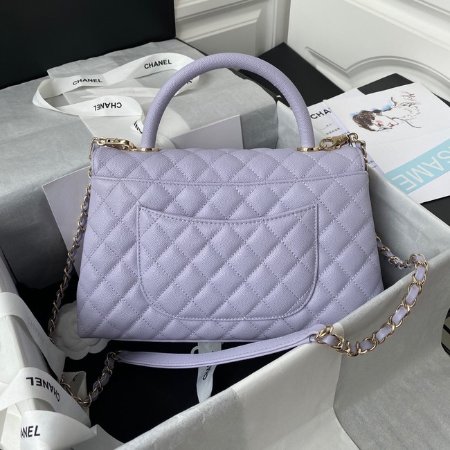 Chanel flap bag with top handle Grained Calfskin gold-Tone Metal A92991 light purple