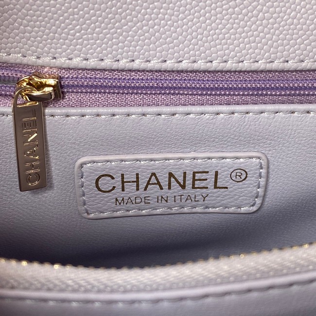 Chanel flap bag with top handle Grained Calfskin gold-Tone Metal A92991 light purple