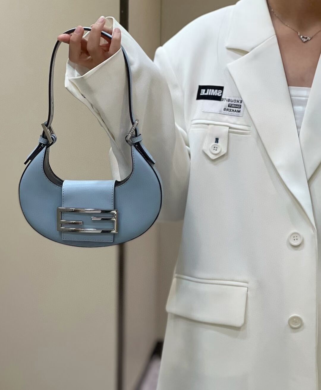 Fendi Cookie Light blue leather mini bag 8BS065A