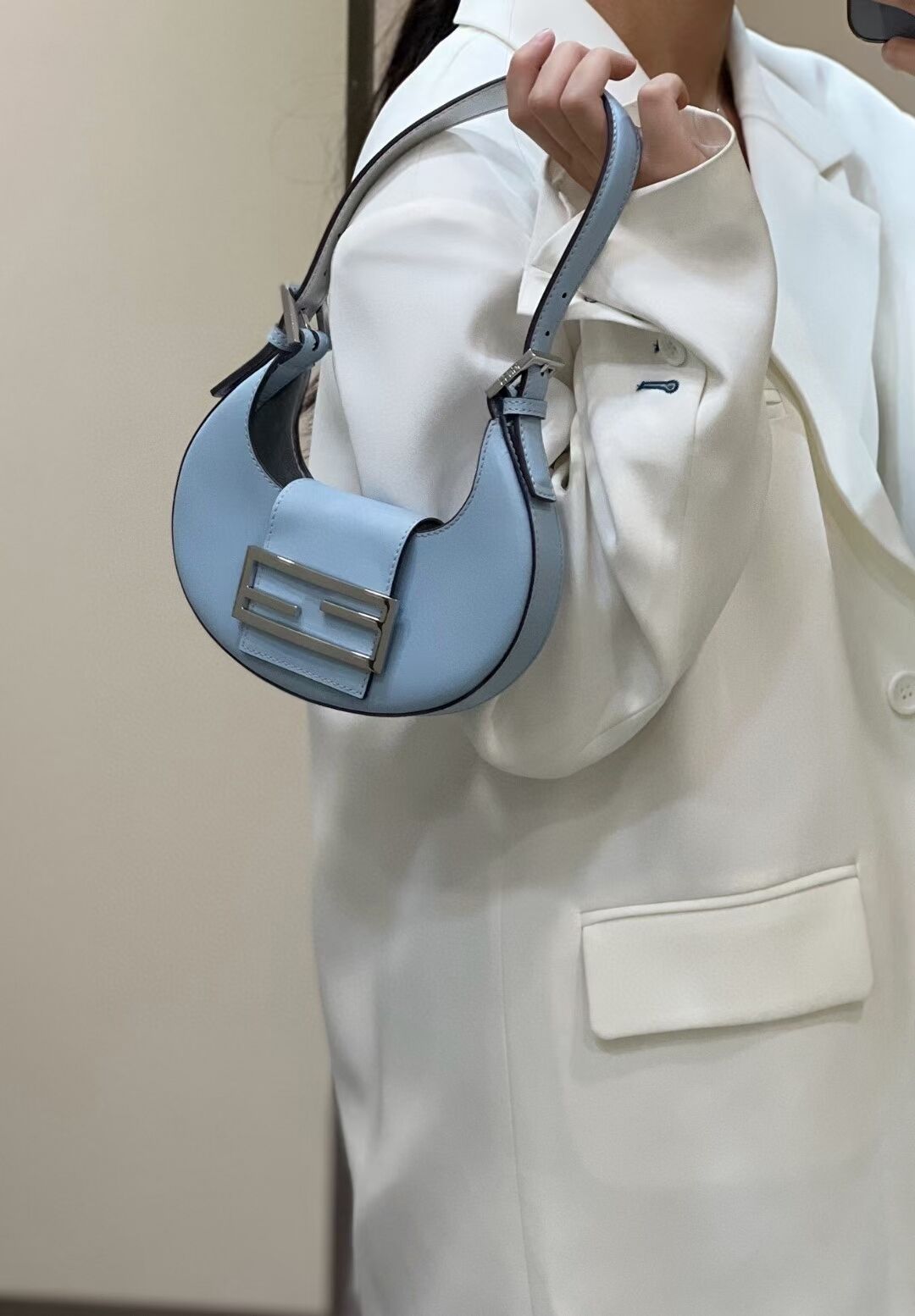 Fendi Cookie Light blue leather mini bag 8BS065A