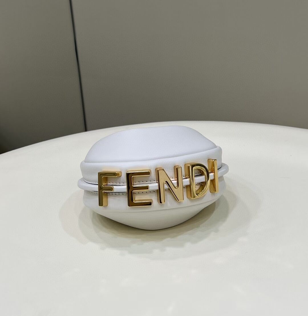 Fendi Nano Fendigraphy White leather charm 7AS089A