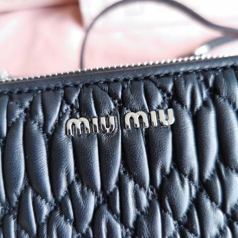 miu miu Matelasse Nappa Leather Shoulder Bag 6BH225 black