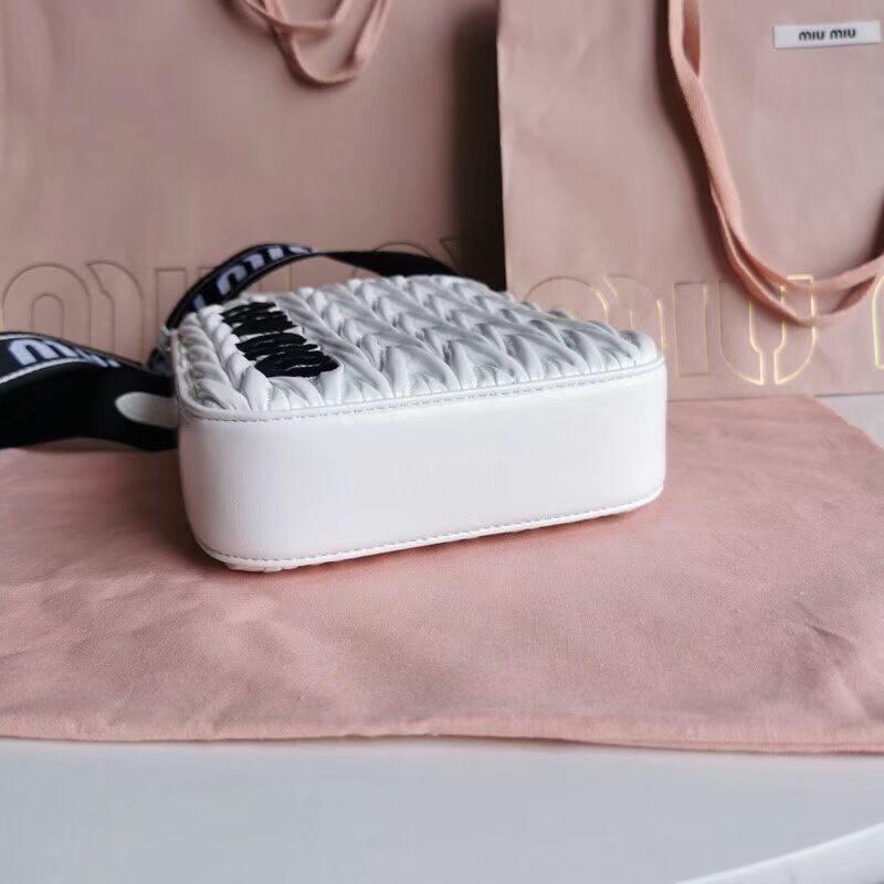 miu miu Matelasse Nappa Leather mini Shoulder Bag 6AH228 white