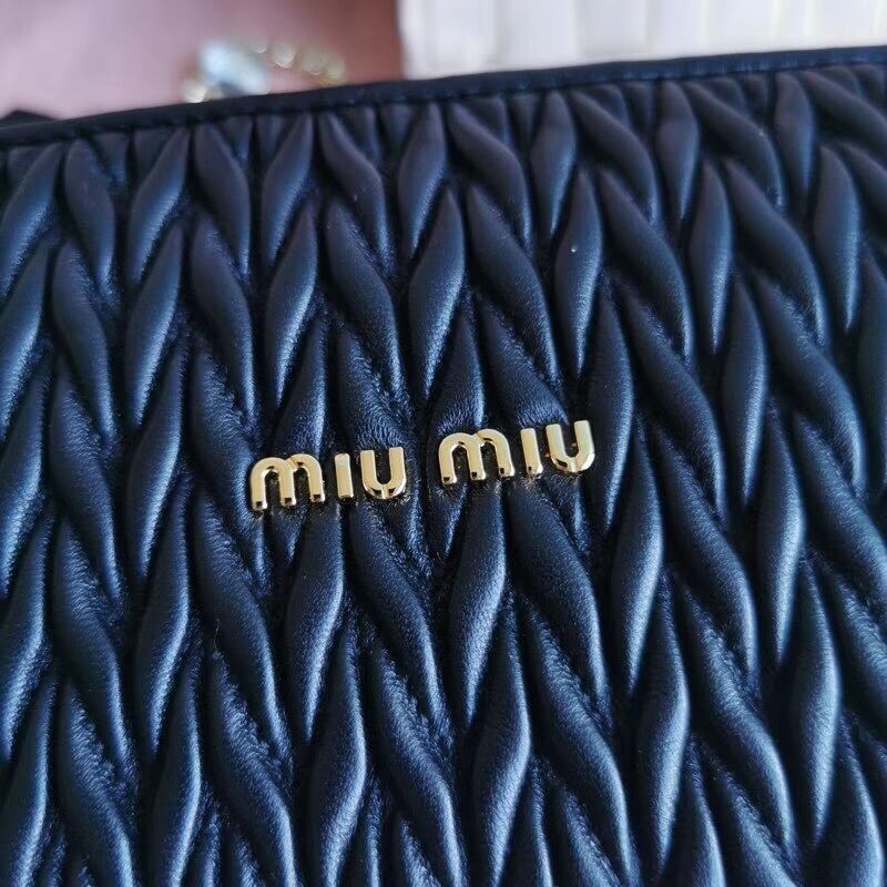 miu miu Matelasse Nappa Leather mini Shoulder Bag 6BE641 black