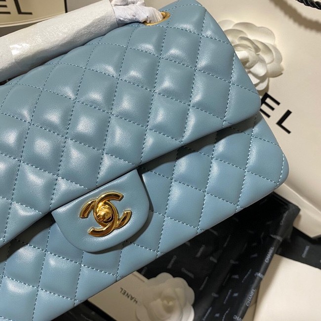 Chanel classic handbag Lambskin&gold Metal 01112 blue