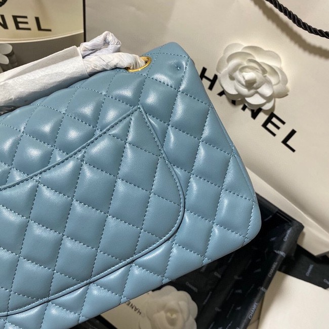 Chanel classic handbag Lambskin&gold Metal 01112 blue