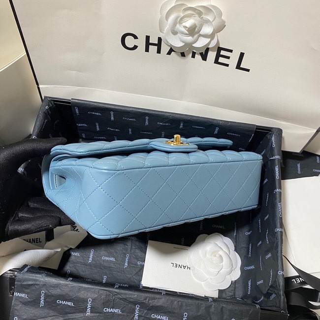 Chanel classic handbag Lambskin&gold Metal 01112 blue