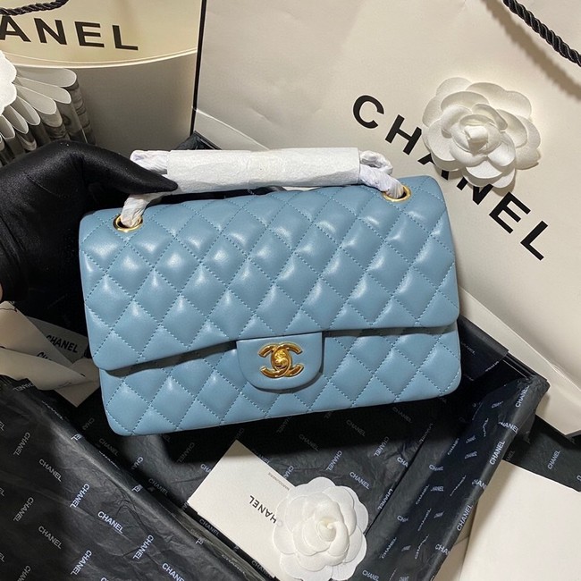 Chanel classic handbag Lambskin&gold Metal 01112 blue