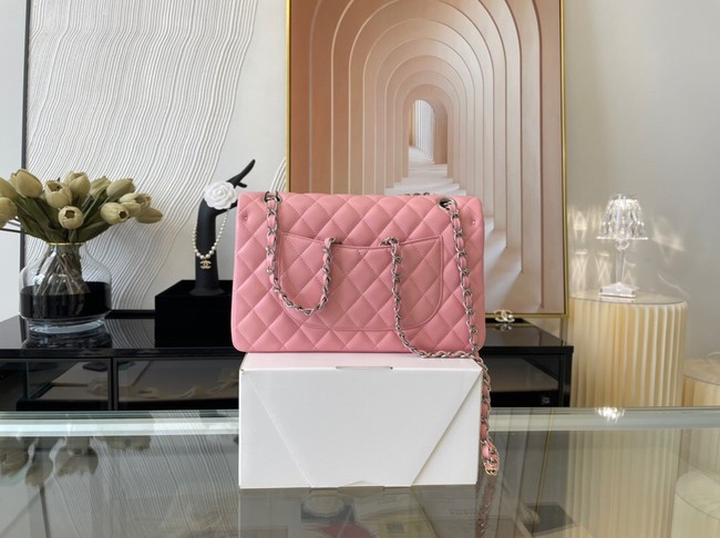 Chanel classic handbag Lambskin&silver Metal 01112 Cherry Blossom powder