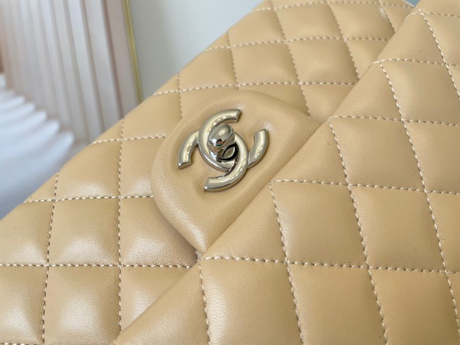 Chanel classic handbag Lambskin&silver Metal 01112 apricot