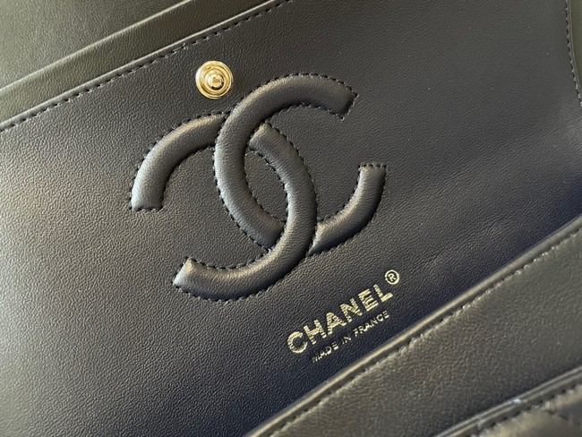 Chanel classic handbag Lambskin&silver Metal 01112 black