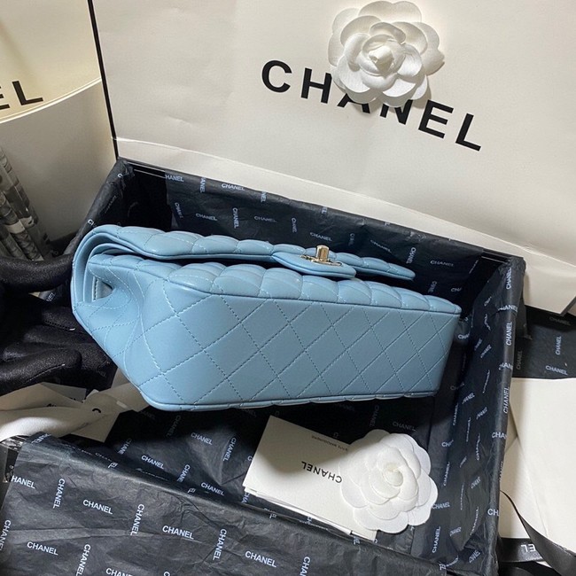 Chanel classic handbag Lambskin&silver Metal 01112 blue