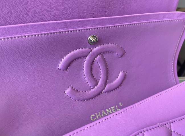 Chanel classic handbag Lambskin&silver Metal 01112 purple