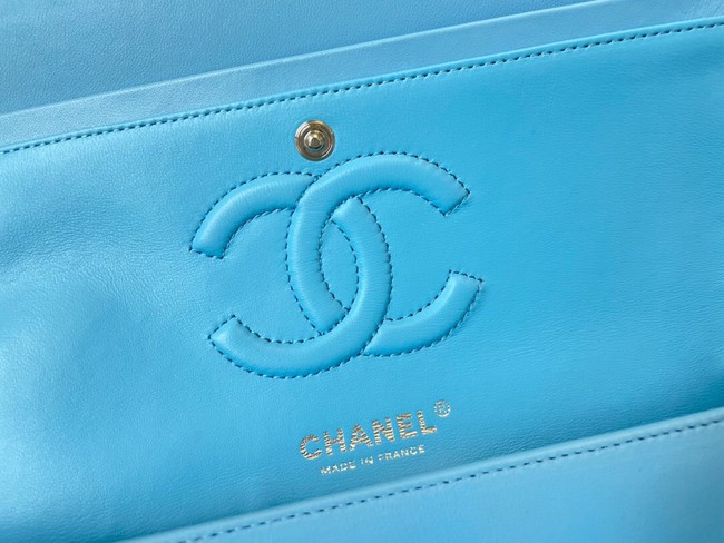 Chanel classic handbag Lambskin&silver Metal 01112 sky blue