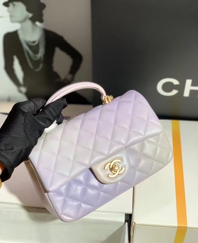 CHANEL mini flap bag with top handle AS2431 rainbow