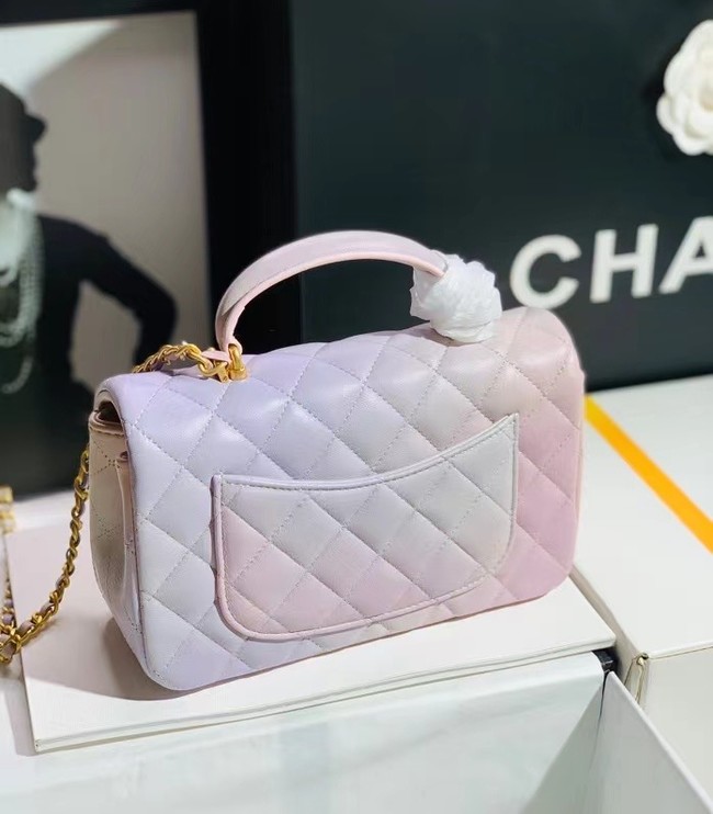 CHANEL mini flap bag with top handle AS2431 rainbow