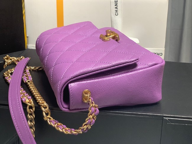 Chanel Grained Calfskin Shoulder Bag AS3103 purple