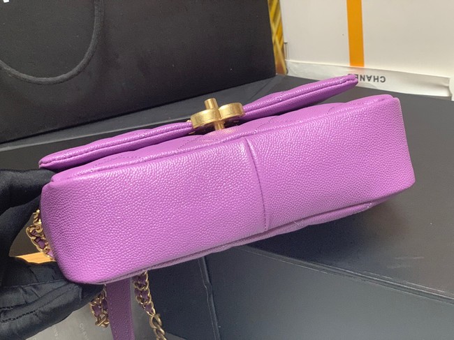 Chanel Grained Calfskin Shoulder Bag AS3103 purple