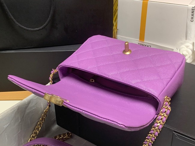 Chanel Grained Calfskin Shoulder Bag AS3103 purple