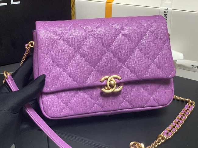 Chanel Grained Calfskin Shoulder Bag AS3103 purple