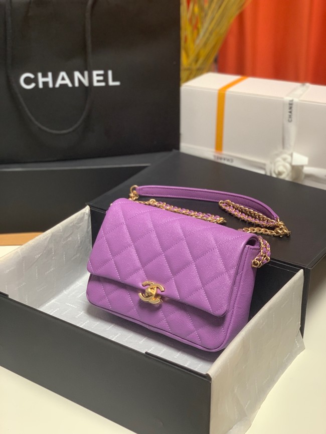 Chanel Grained Calfskin Shoulder Bag AS3103 purple