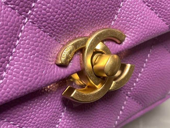 Chanel Grained Calfskin Shoulder Bag AS3103 purple