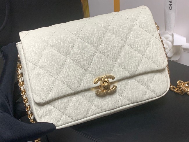Chanel Grained Calfskin Shoulder Bag AS3103 white