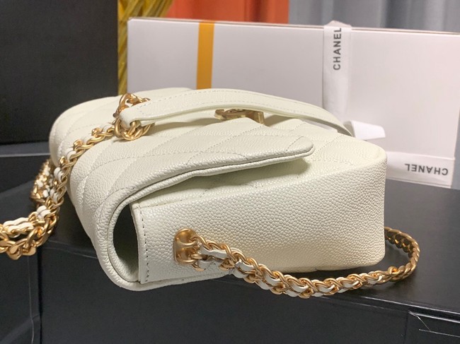 Chanel Grained Calfskin Shoulder Bag AS3103 white